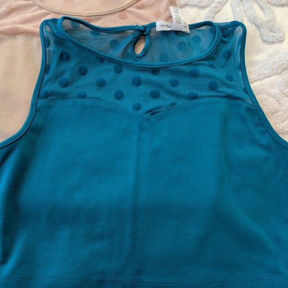 Lot of 3 Ambiance Apparel crop tops cream and teal EUC - Picture 4 of 9